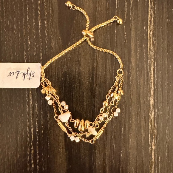 Style & Co Gold Slider Bracelet Adjustable Multi-Chain Beads‎ NWT - Picture 3 of 5